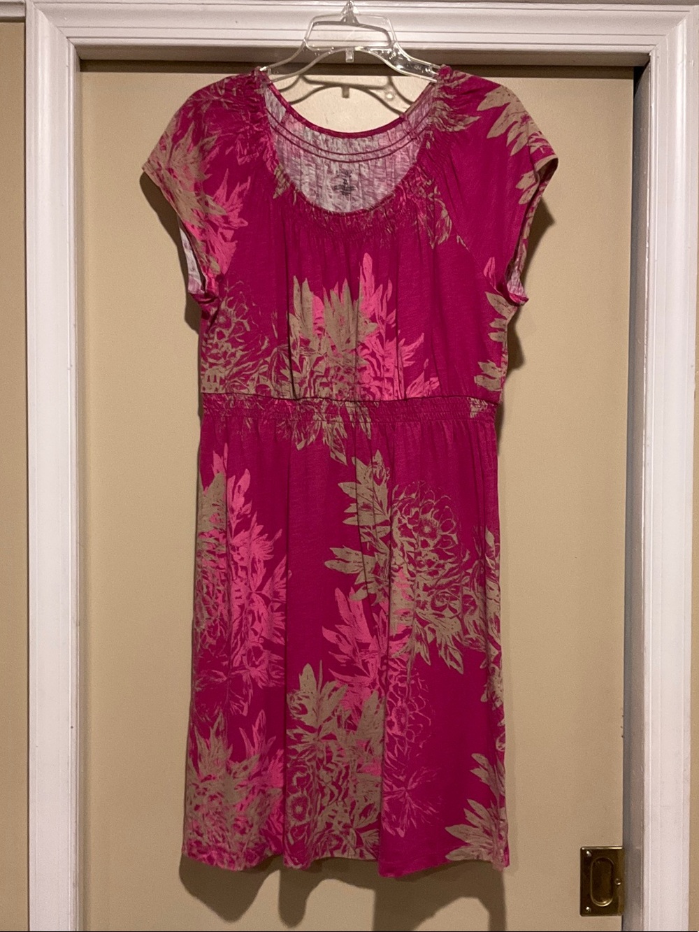 Sonoma Fuchsia Floral Short Sleeve Knit Dress XL